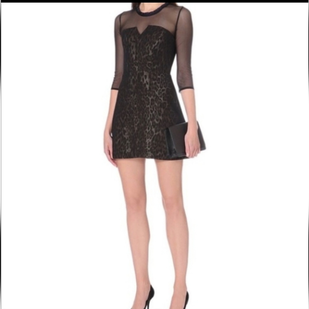 Sandro leopard animal print mini dress Robyn Black Brown
